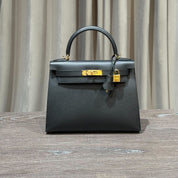 Hermès Noir Kelly Sellier 28 Epsom Gold Hardware