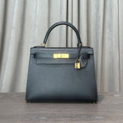 Hermès Noir Kelly Sellier 28 Epsom Gold Hardware