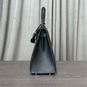 Hermès Noir Kelly Sellier 28 Epsom Gold Hardware