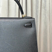 Hermès Noir Kelly Sellier 28 Epsom Gold Hardware