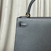 Hermès Noir Kelly Sellier 28 Epsom Gold Hardware