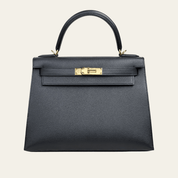 Hermès Noir Kelly Sellier 28 Epsom Gold Hardware