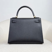 Hermès Noir Kelly Sellier 28 Epsom Gold Hardware