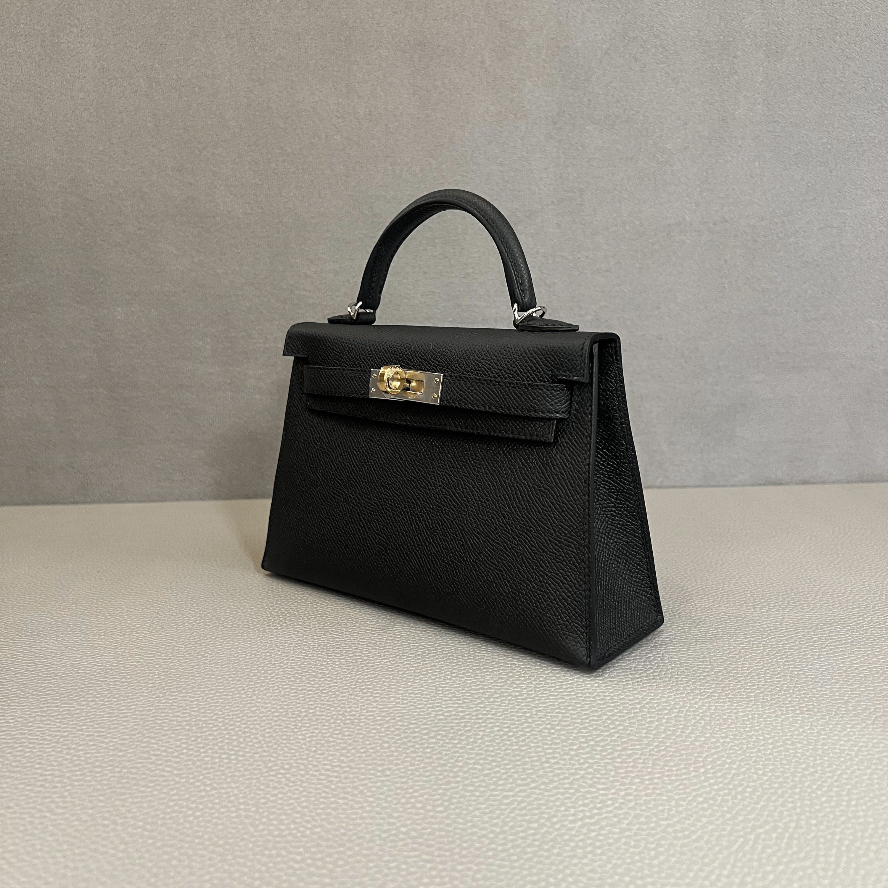 Hermès Noir Mini Kelly 20 Epsom Electrum Hardware