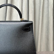 Hermès Noir Mini Kelly 20 Sellier Touch Veau Madame Lezard Gold Hardware