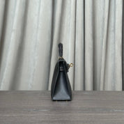 Hermès Noir Mini Kelly 20 Sellier Touch Veau Madame Lezard Gold Hardware