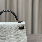 Hermès Gris Perle and Black Matte Alligator Mini Kelly Sellier 20 Gold Hardware Hermès Special Order HSS