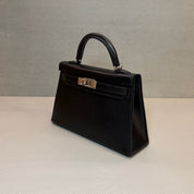 Hermès Noir Mini Kelly Sellier 20 Box Palladium Hardware
