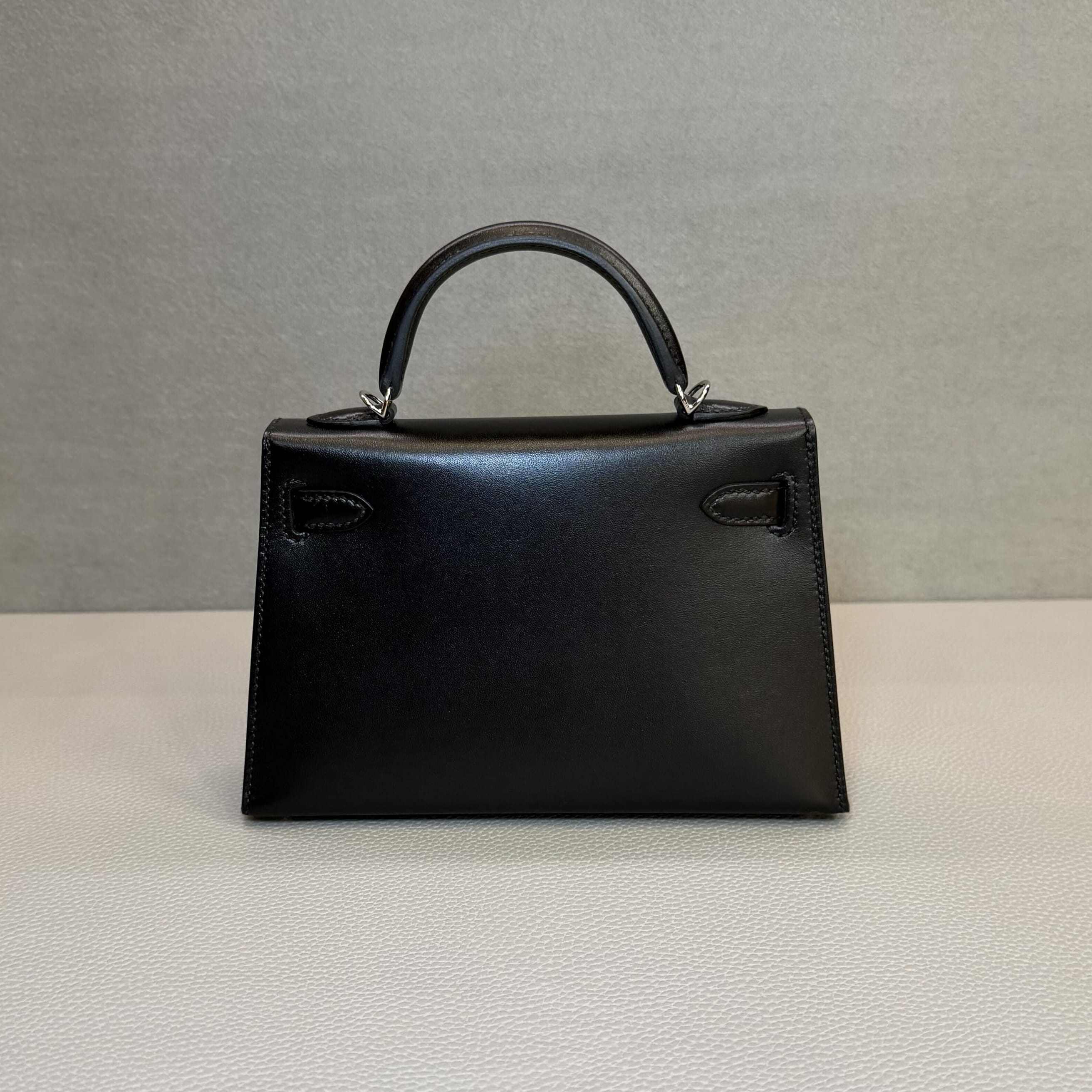 Hermès Noir Mini Kelly Sellier 20 Box Palladium Hardware
