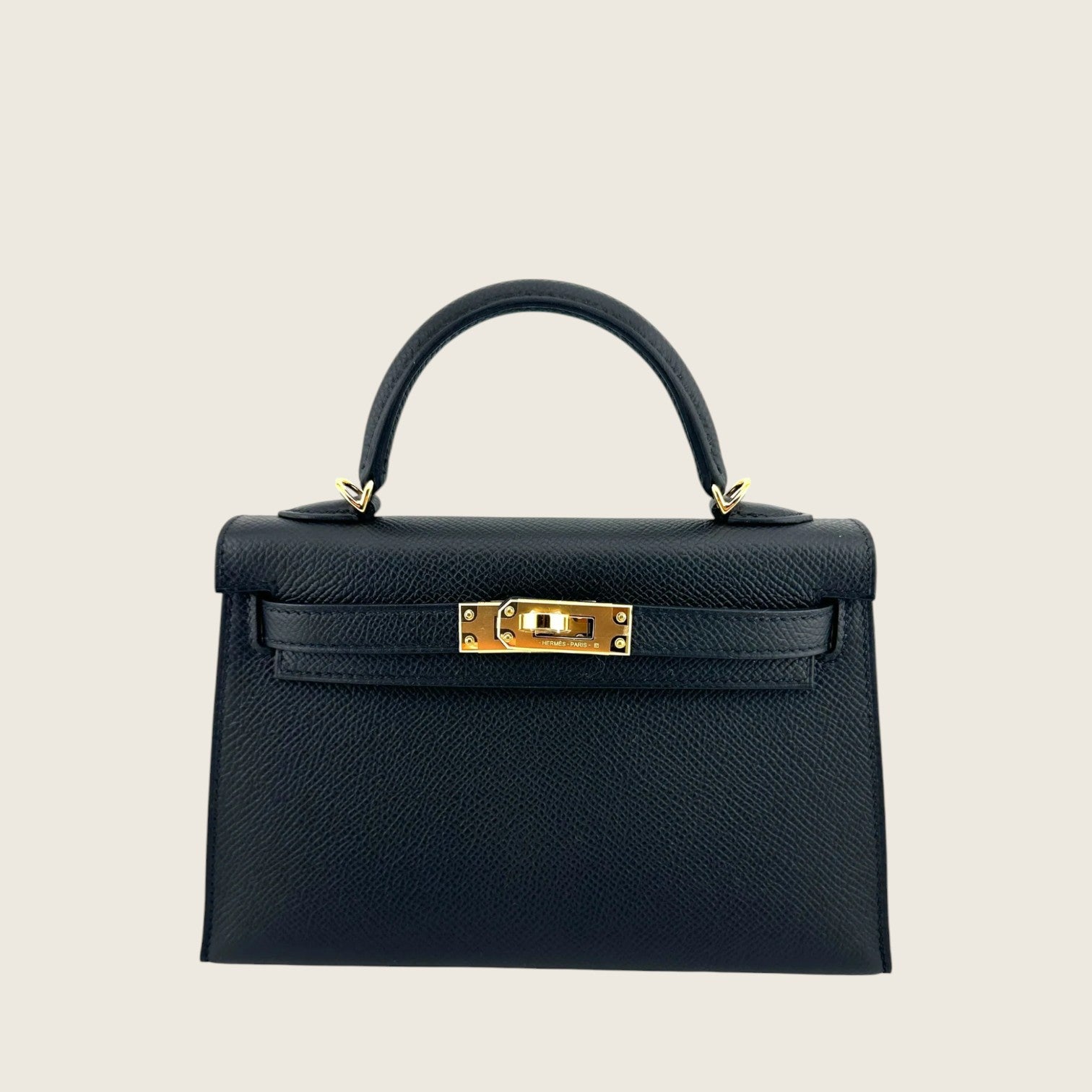 Hermès Noir Mini Kelly Sellier 20 Epsom Gold Hardware