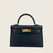 Hermès Noir Mini Kelly Sellier 20 Epsom Gold Hardware