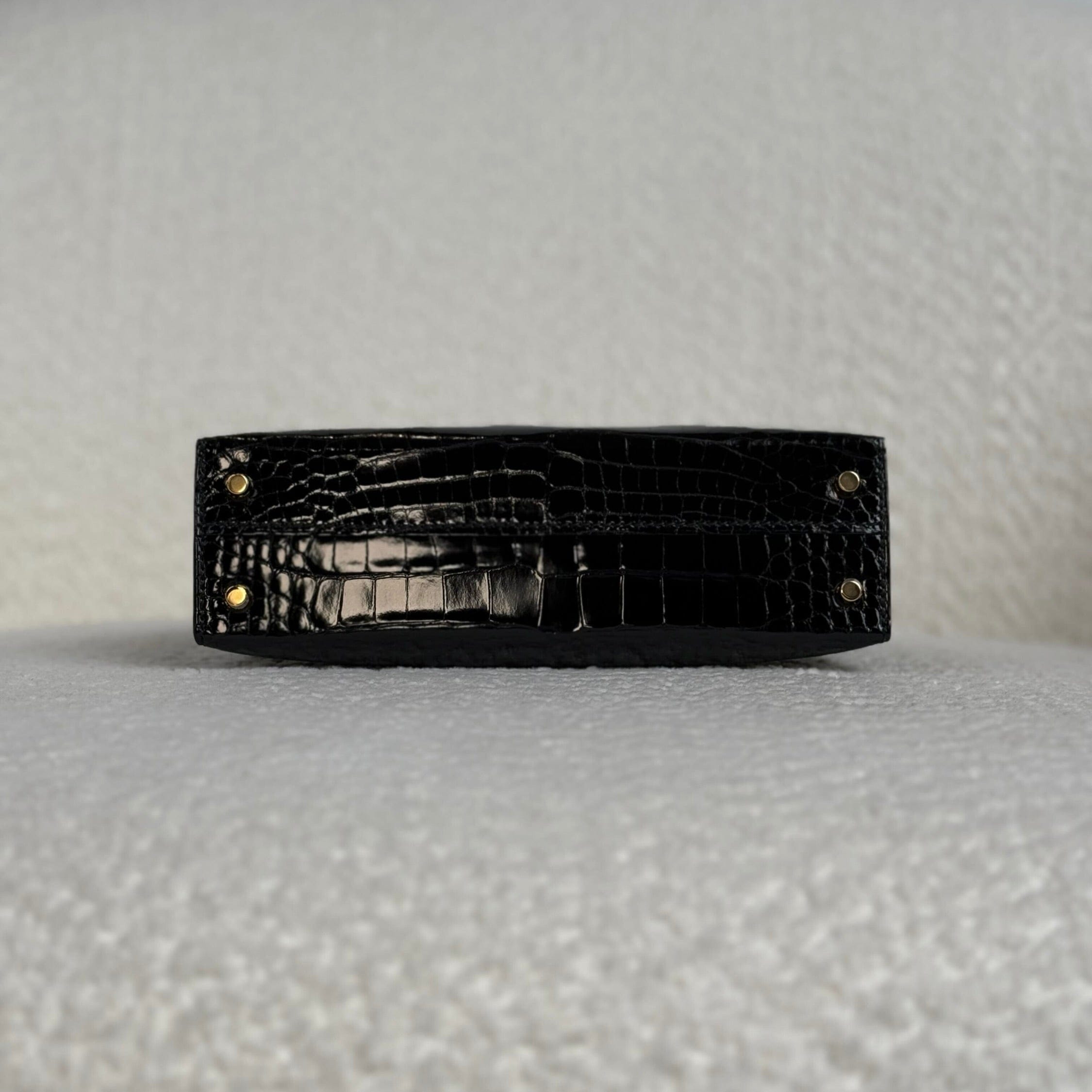 Hermès Noir Mini Kelly Sellier 20 Mississippi Alligator Gold Hardware