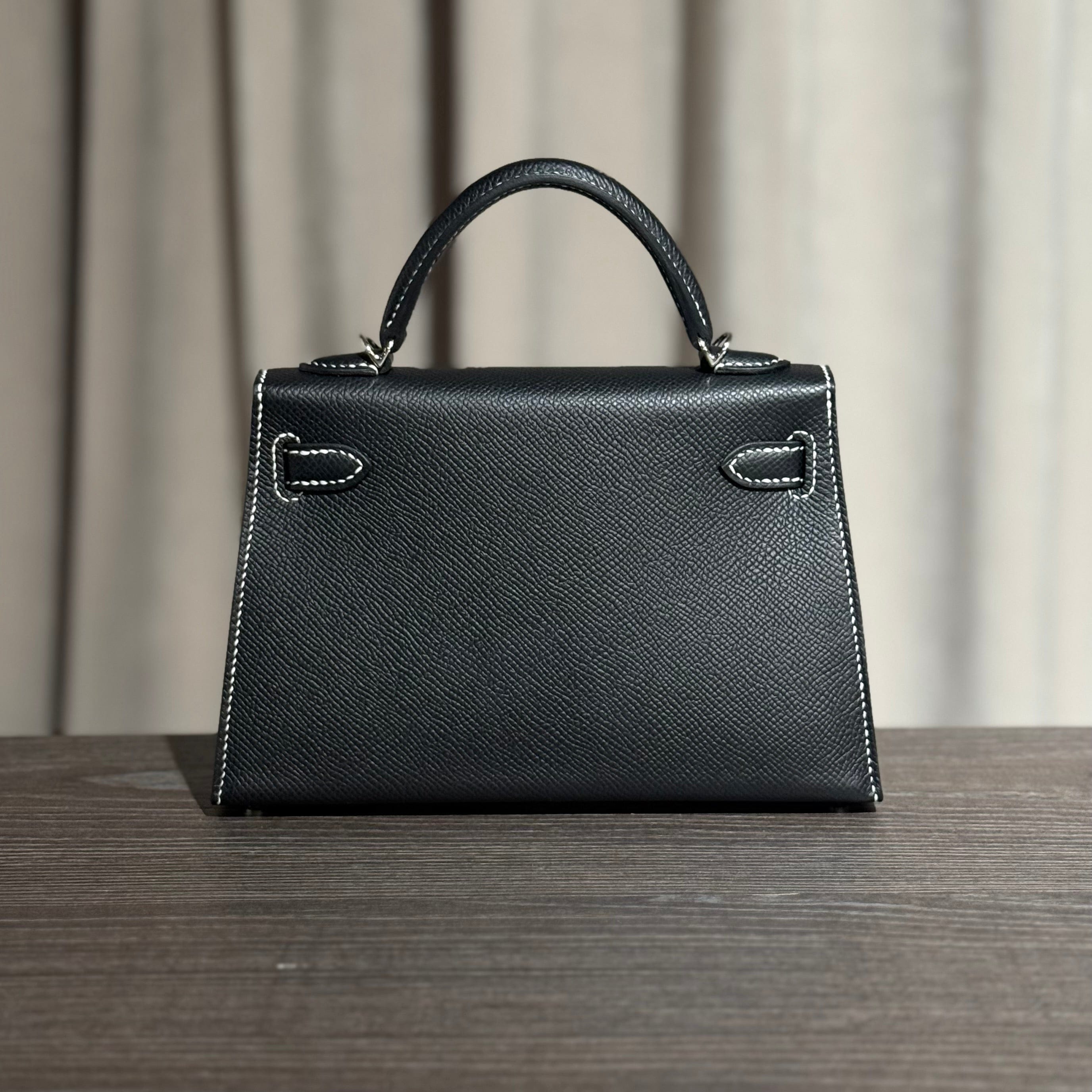 Hermès Noir Mini Kelly Sellier 20 Verso Palladium Hardware HSS