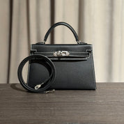 Hermès Noir Mini Kelly Sellier 20 Verso Palladium Hardware HSS