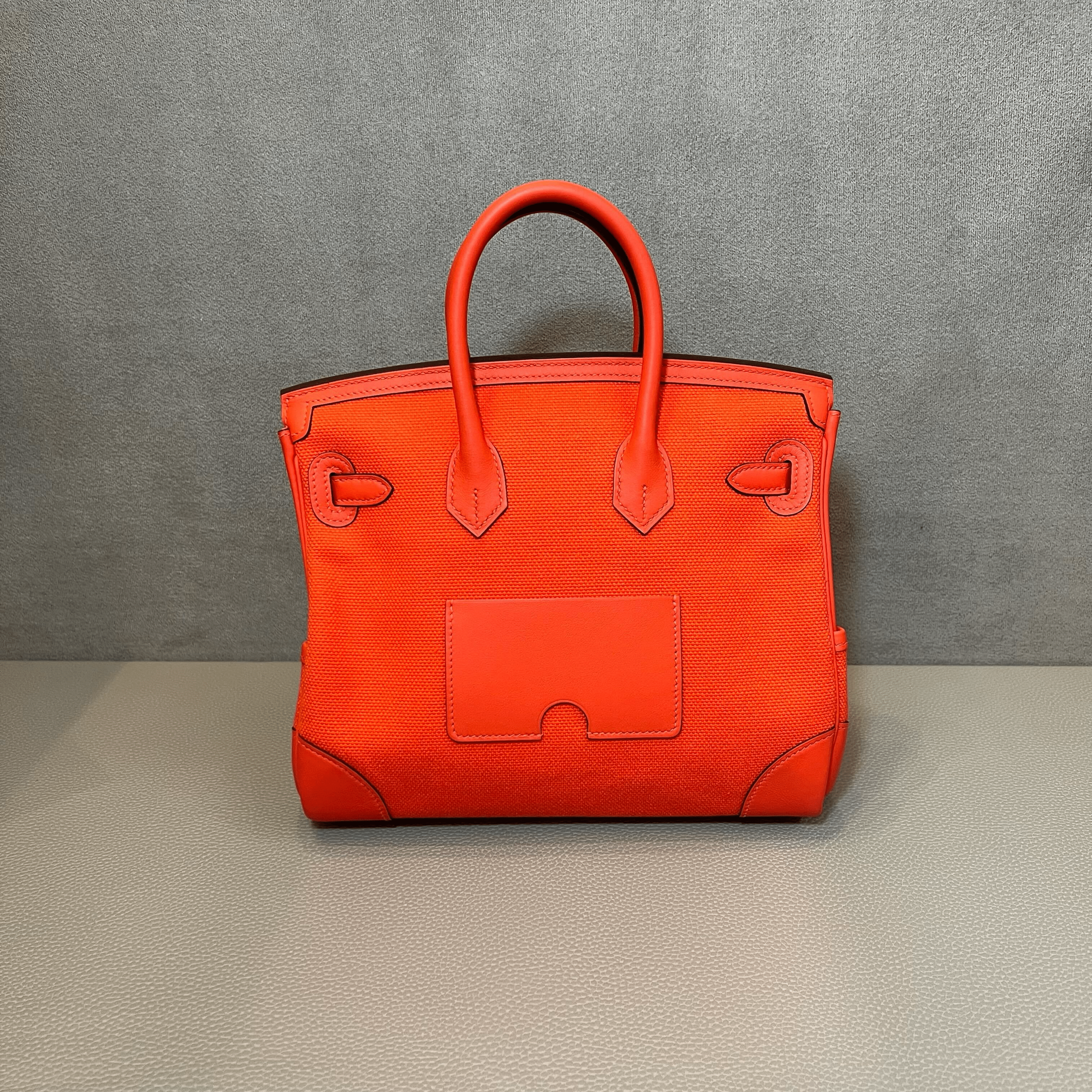Hermès Orange Field Birkin 25 Cargo Toile Goeland-Veau Swift Palladium Hardware