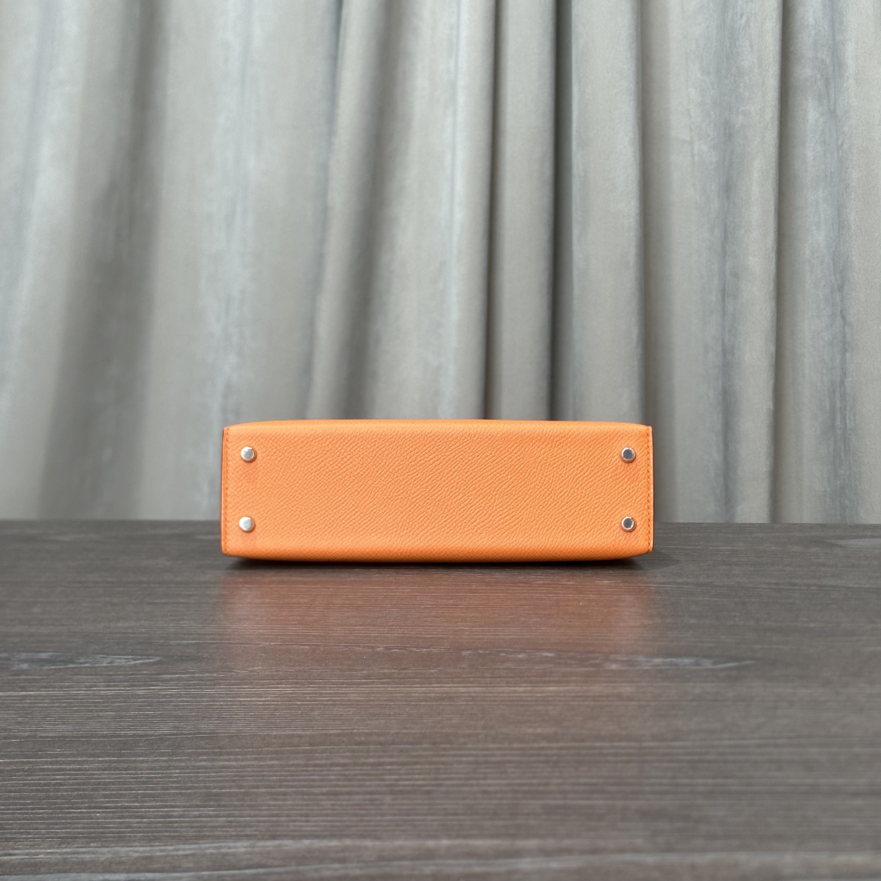 Hermès Orange Mini Kelly 20 Sellier Epsom Palladium Hardware