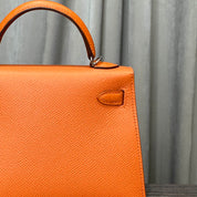 Hermès Orange Mini Kelly 20 Sellier Epsom Palladium Hardware