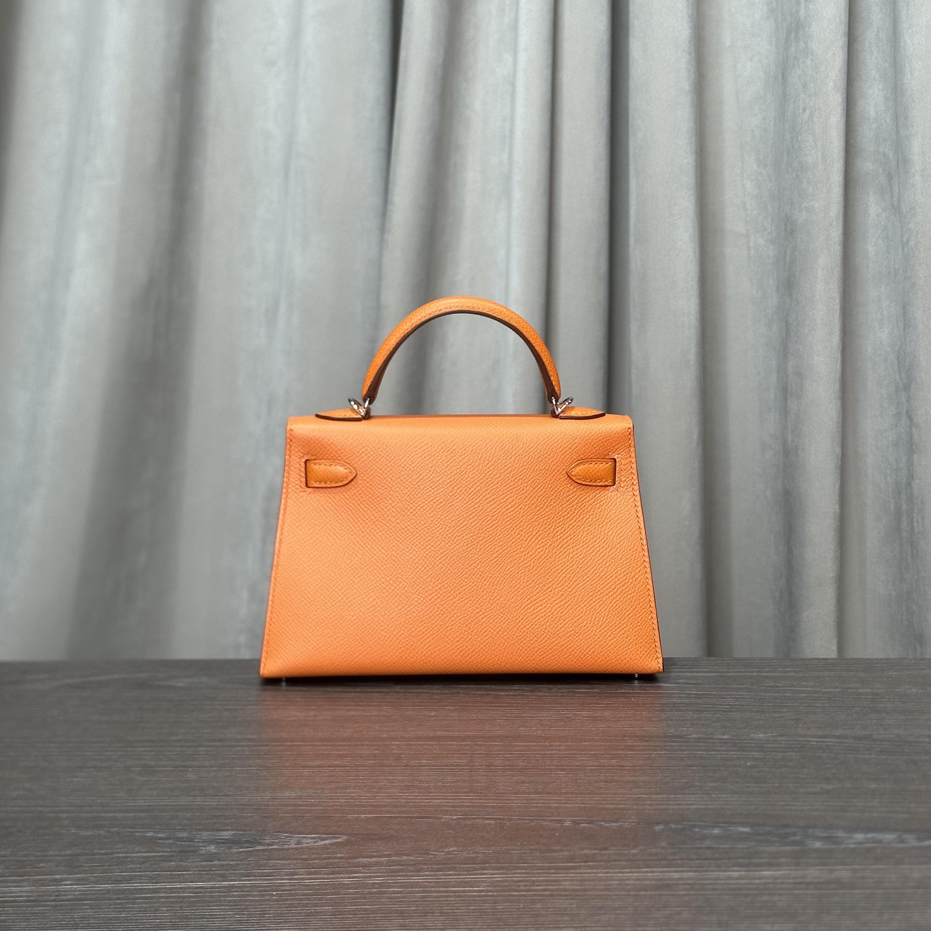 Hermès Orange Mini Kelly 20 Sellier Epsom Palladium Hardware