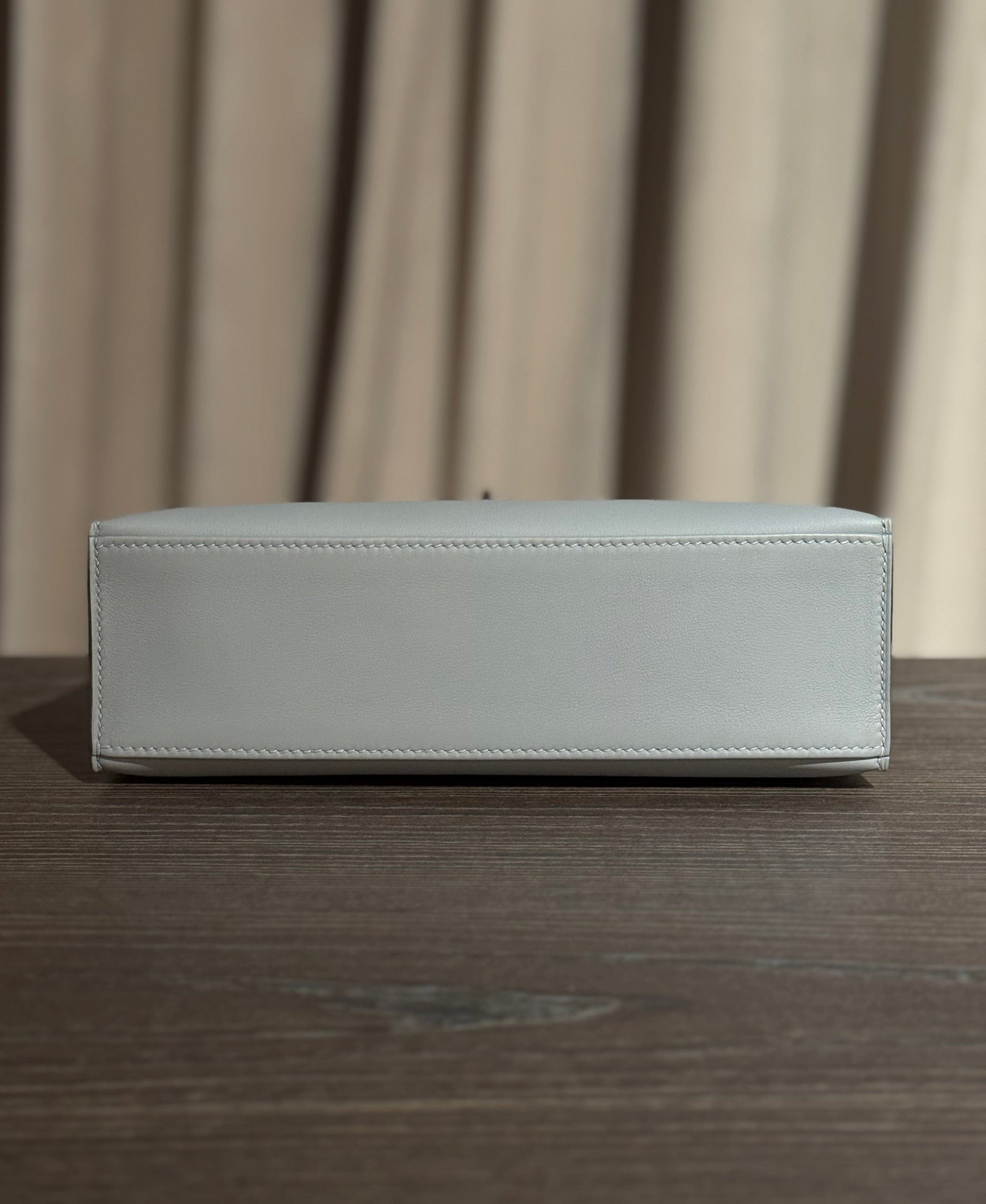 Hermès P0 Gris Pantin Kelly Pochette Swift Palladium Hardware
