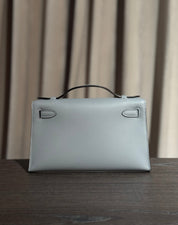 Hermès P0 Gris Pantin Kelly Pochette Swift Palladium Hardware