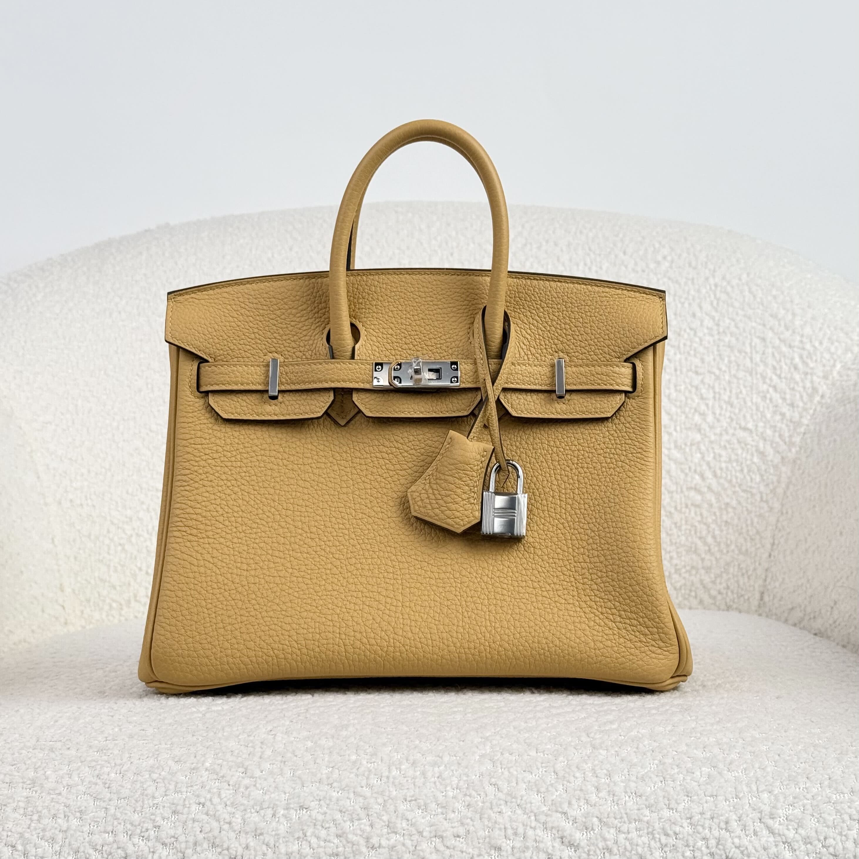 Hermès Paille Birkin 25 Togo Palladium Hardware