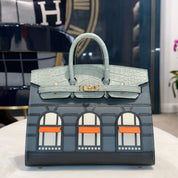 Hermès "Rainy Days" Faubourg Birkin 20 Gris Misty Matte Alligator Permabrass Hardware Limited Edition