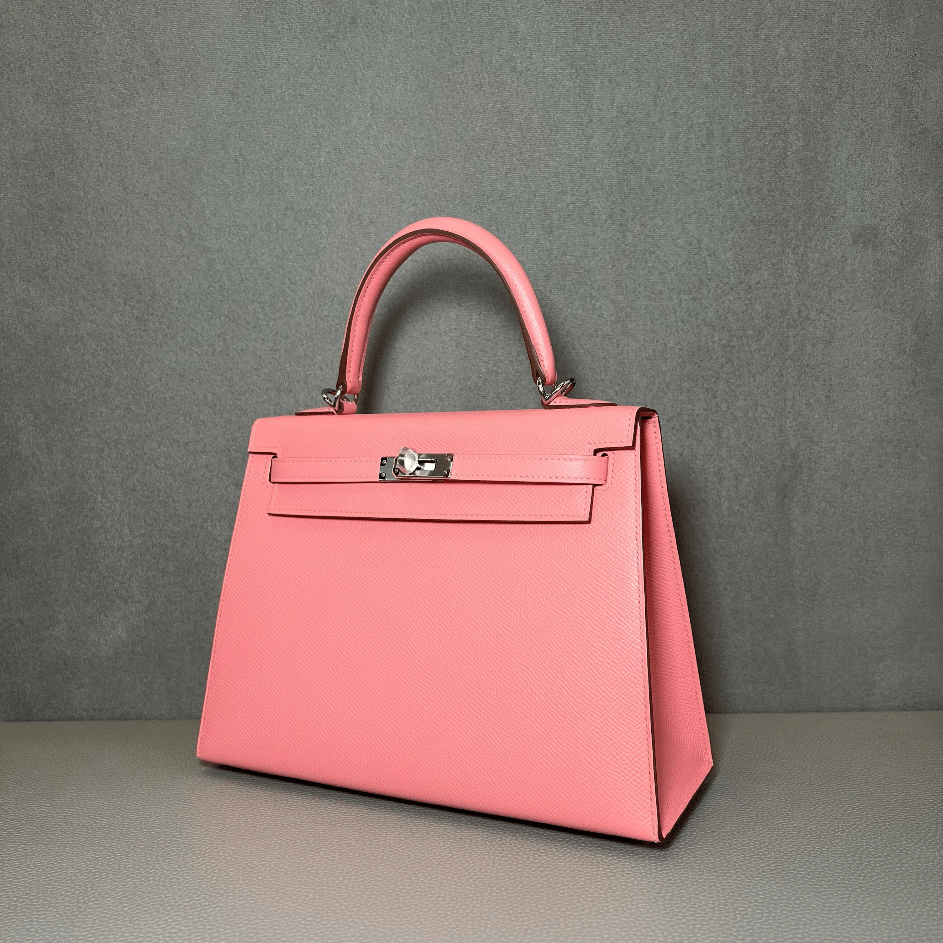 Hermès Rose Confetti Kelly Sellier 25 Epsom Palladium Hardware