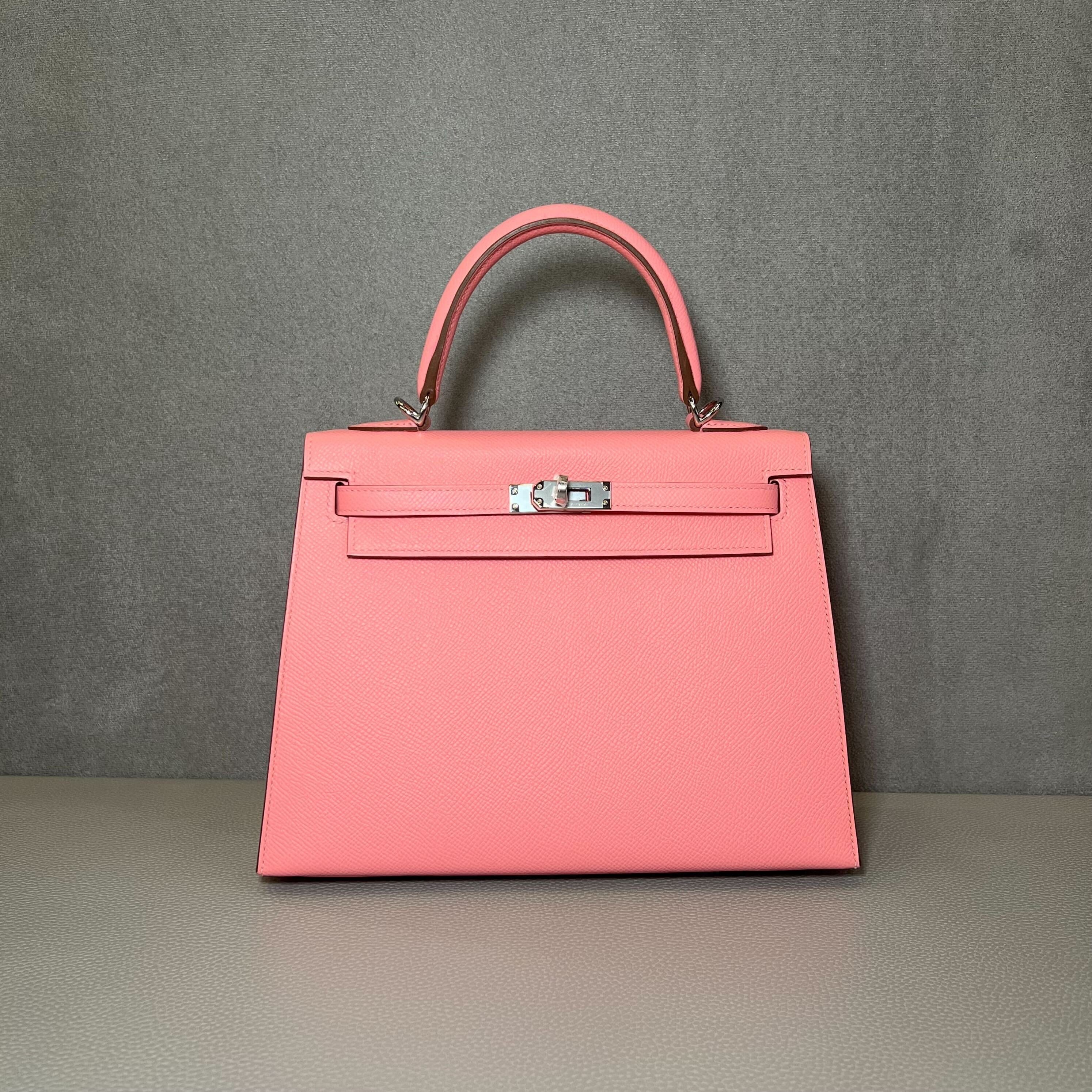 Hermès Rose Confetti Kelly Sellier 25 Epsom Palladium Hardware
