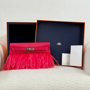 Hermès Rose Extreme Kelly Elan Folie Chamkila Ostrich Feathers Palladium Hardware