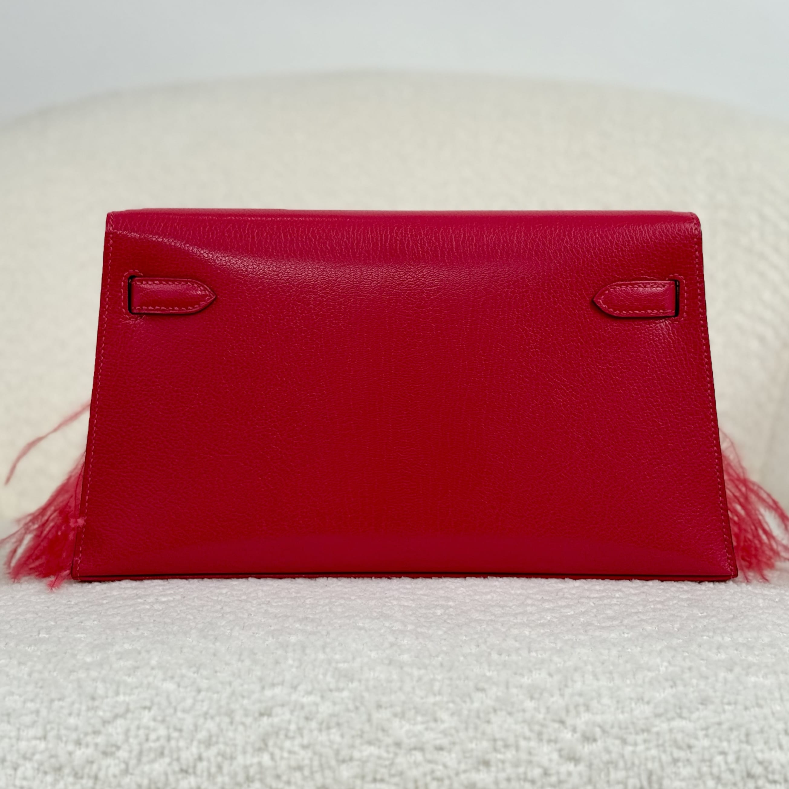 Hermès Rose Extreme Kelly Elan Folie Chamkila Ostrich Feathers Palladium Hardware