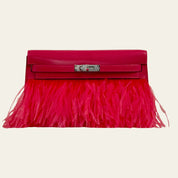 Hermès Rose Extreme Kelly Elan Folie Chamkila Ostrich Feathers Palladium Hardware