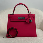 Hermès Rose Mexico Kelly Sellier 25 Epsom Palladium Hardware