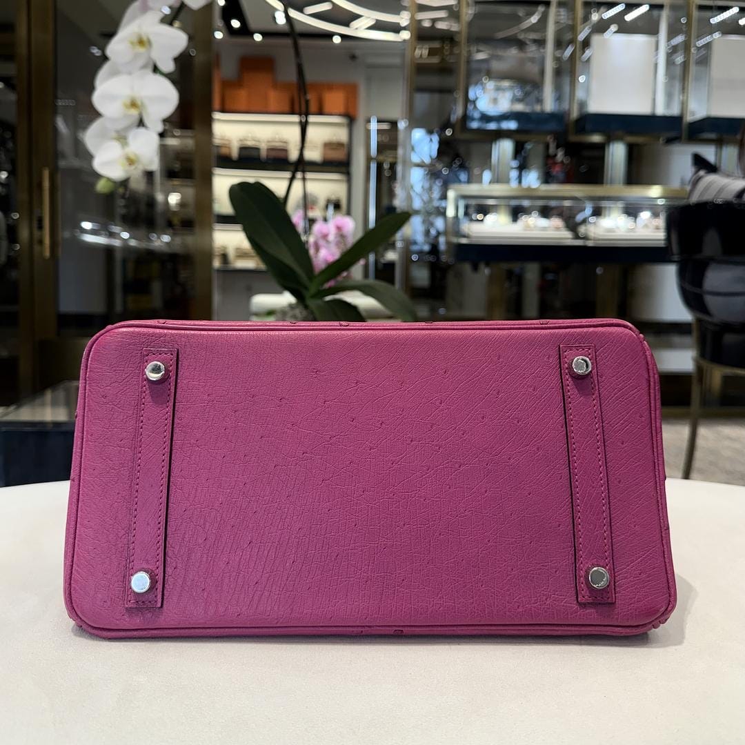 Hermès Rose Pourpre Birkin 30 Ostrich Palladium Hardware