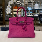 Hermès Rose Pourpre Birkin 30 Ostrich Palladium Hardware
