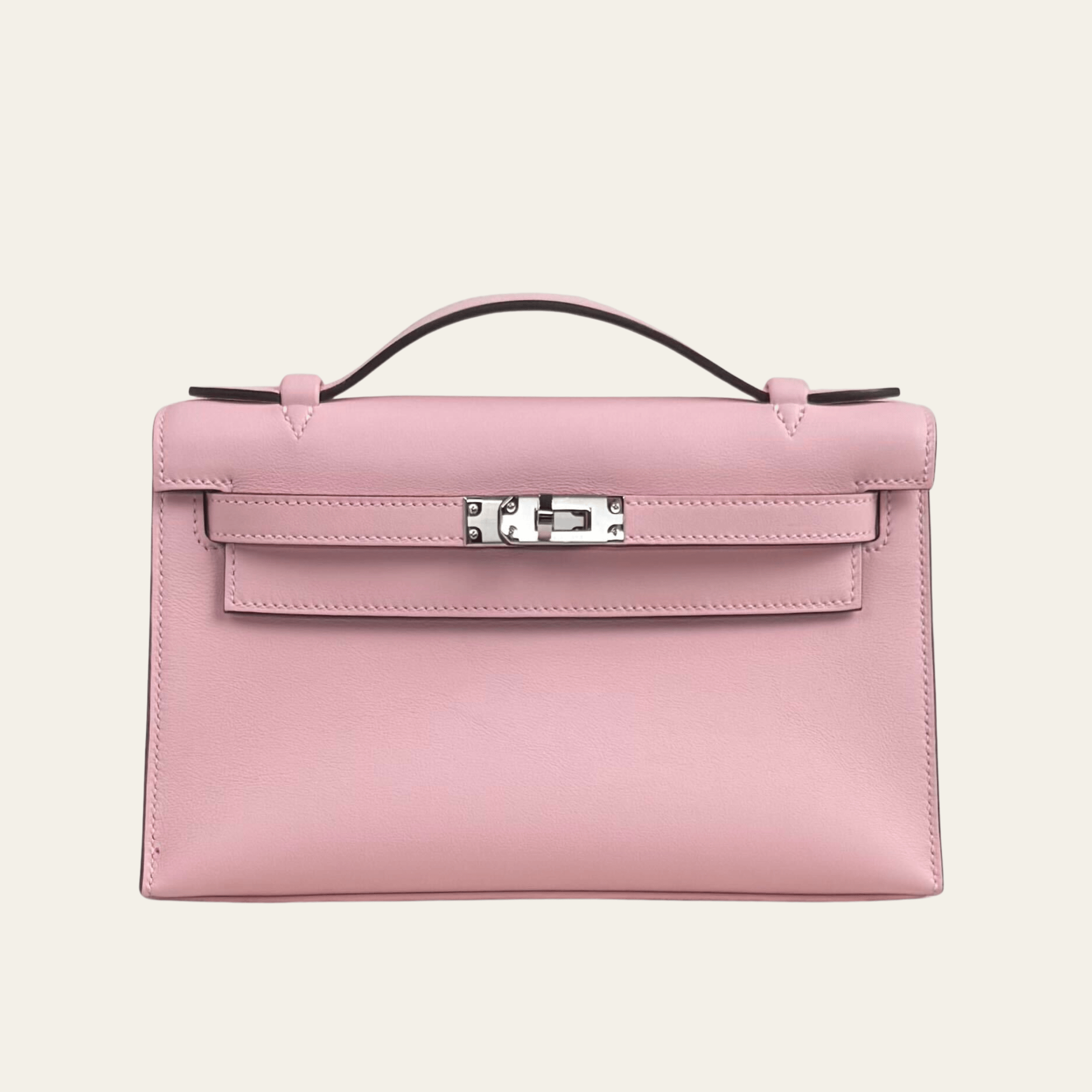 Hermès Rose Sakura Kelly Pochette Swift Palladium Hardware
