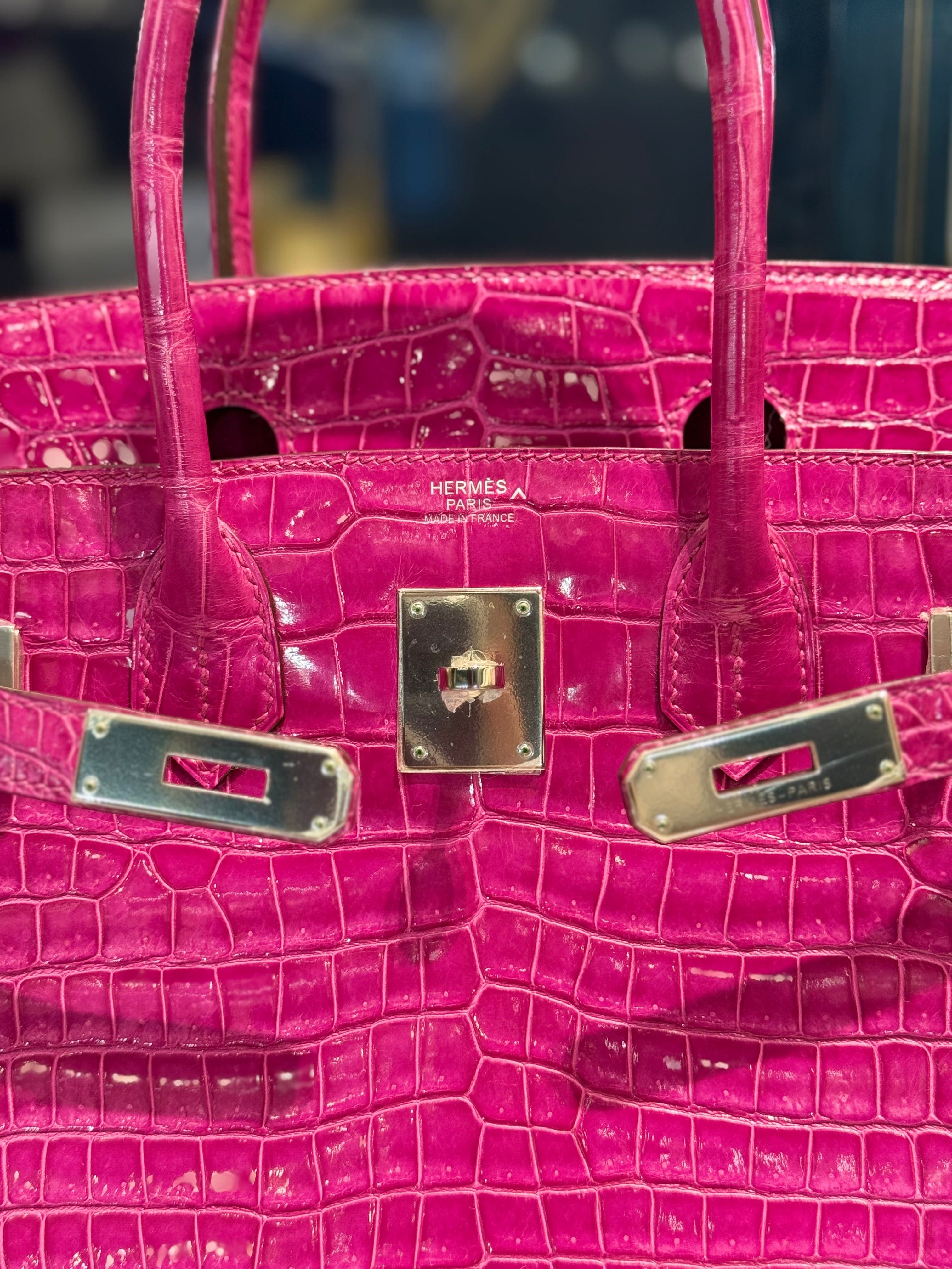 Hermès Rose Scheherazade Birkin 30 Crocodile Porosus Palladium Hardware