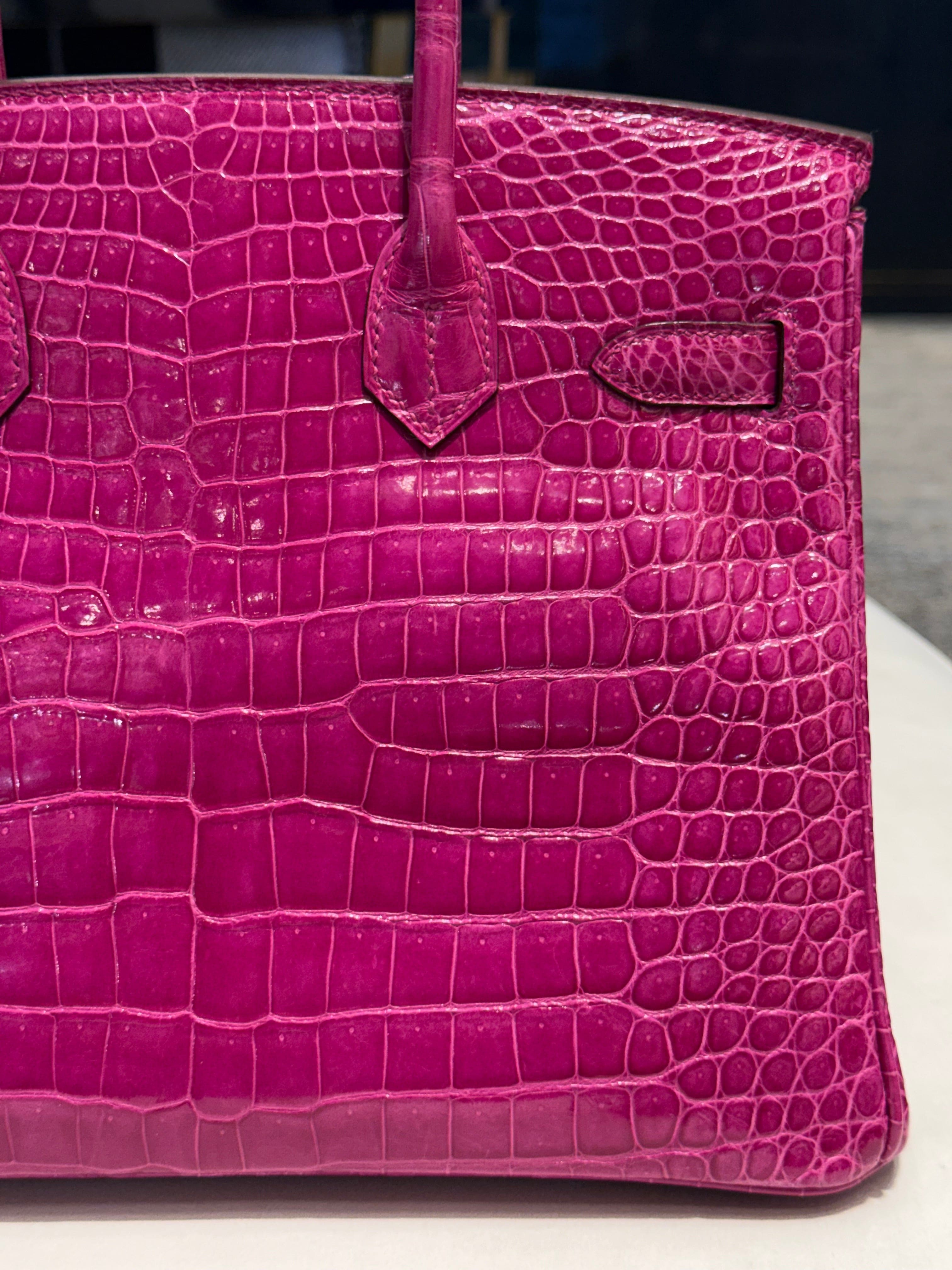 Hermès Rose Scheherazade Birkin 30 Crocodile Porosus Palladium Hardware