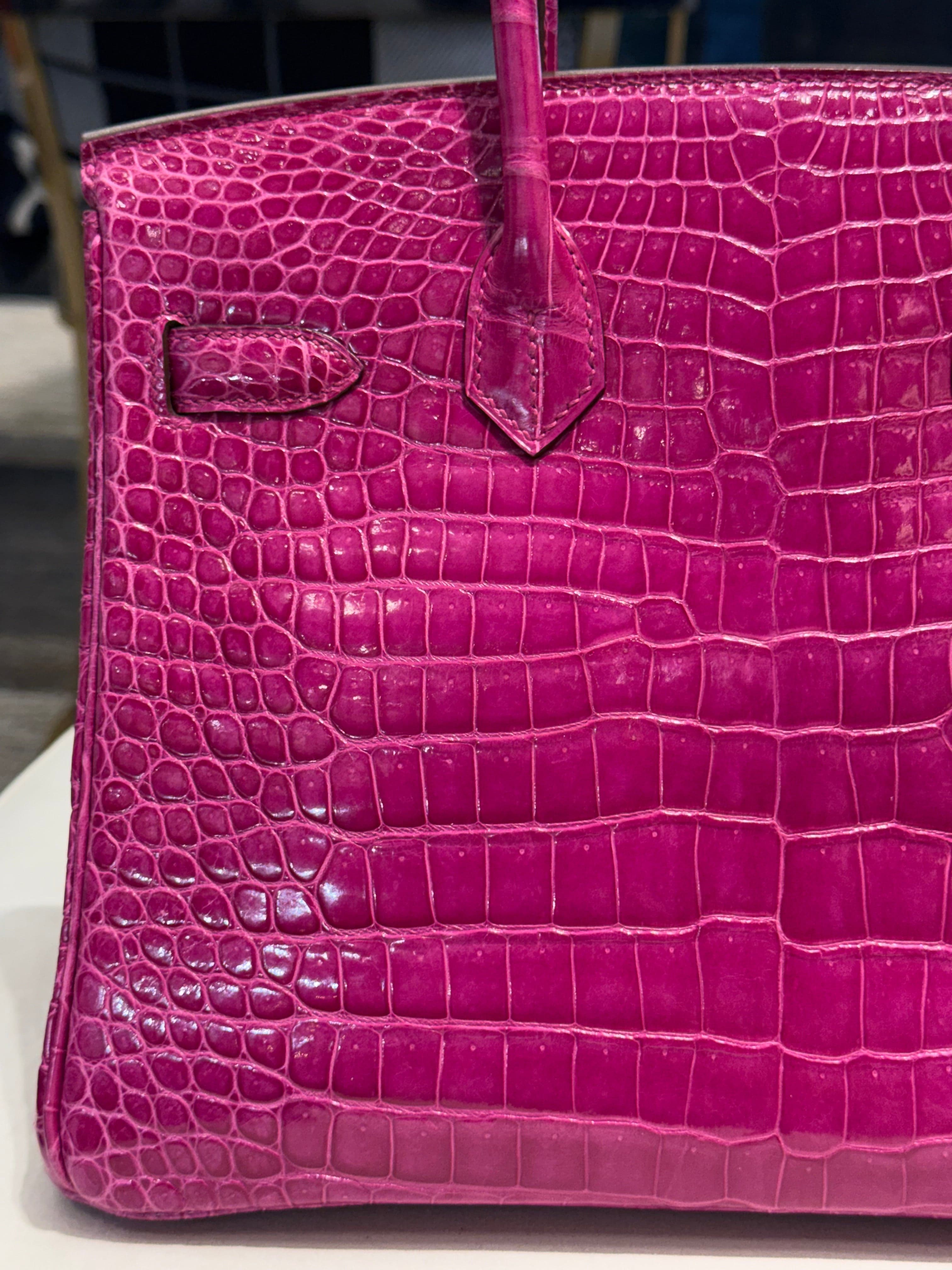 Hermès Rose Scheherazade Birkin 30 Crocodile Porosus Palladium Hardware
