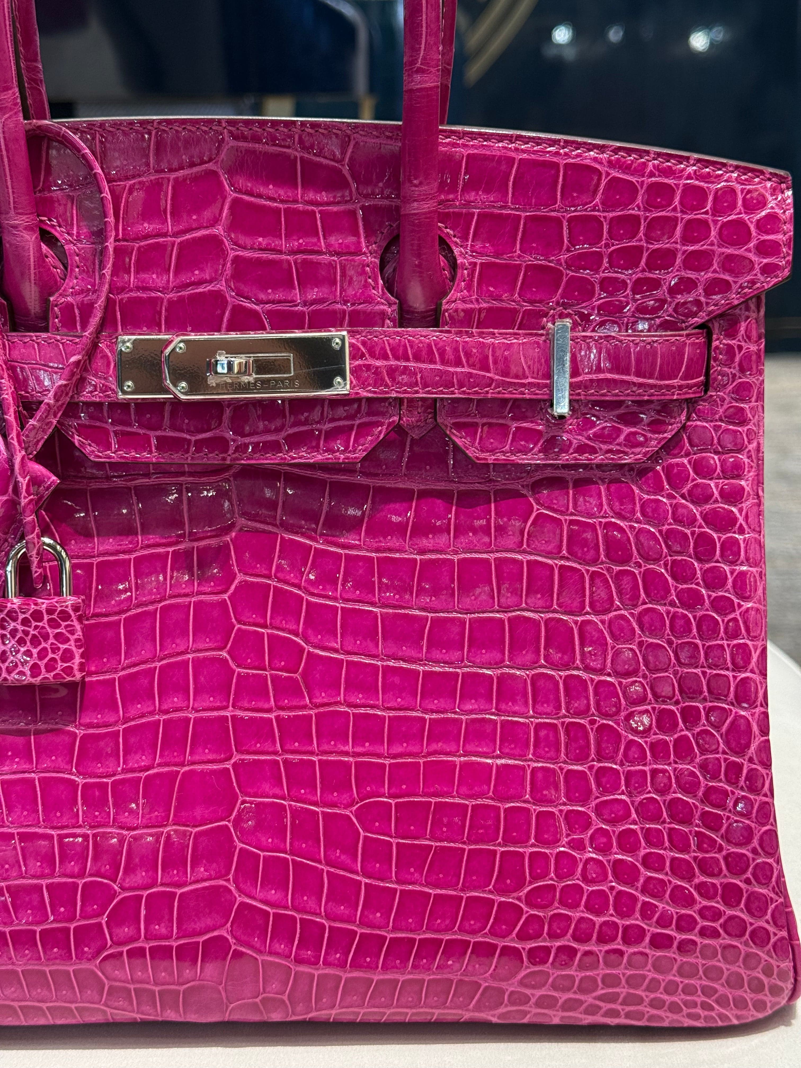 Hermès Rose Scheherazade Birkin 30 Crocodile Porosus Palladium Hardware