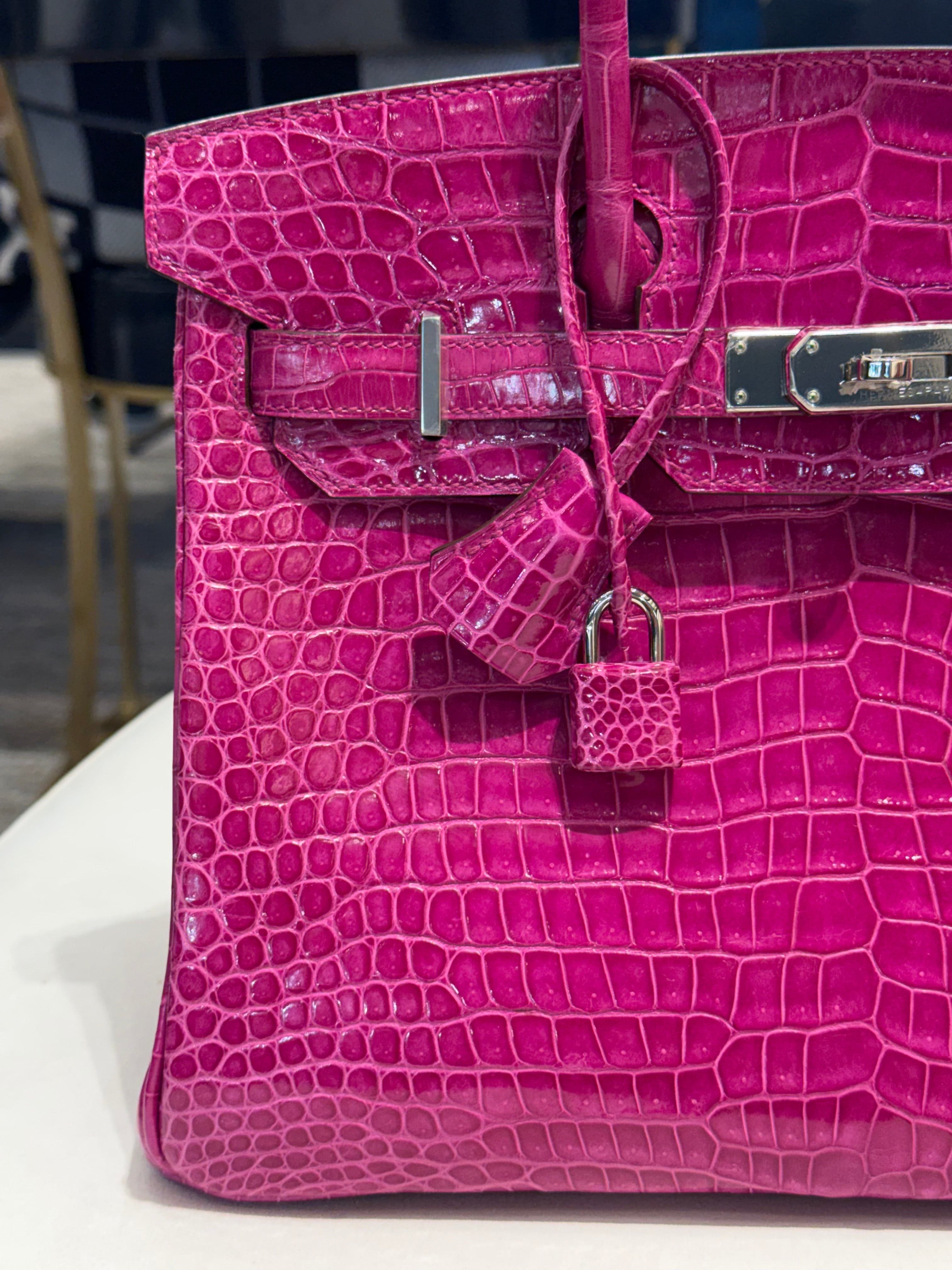 Hermès Rose Scheherazade Birkin 30 Crocodile Porosus Palladium Hardware