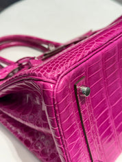 Hermès Rose Scheherazade Birkin 30 Crocodile Porosus Palladium Hardware