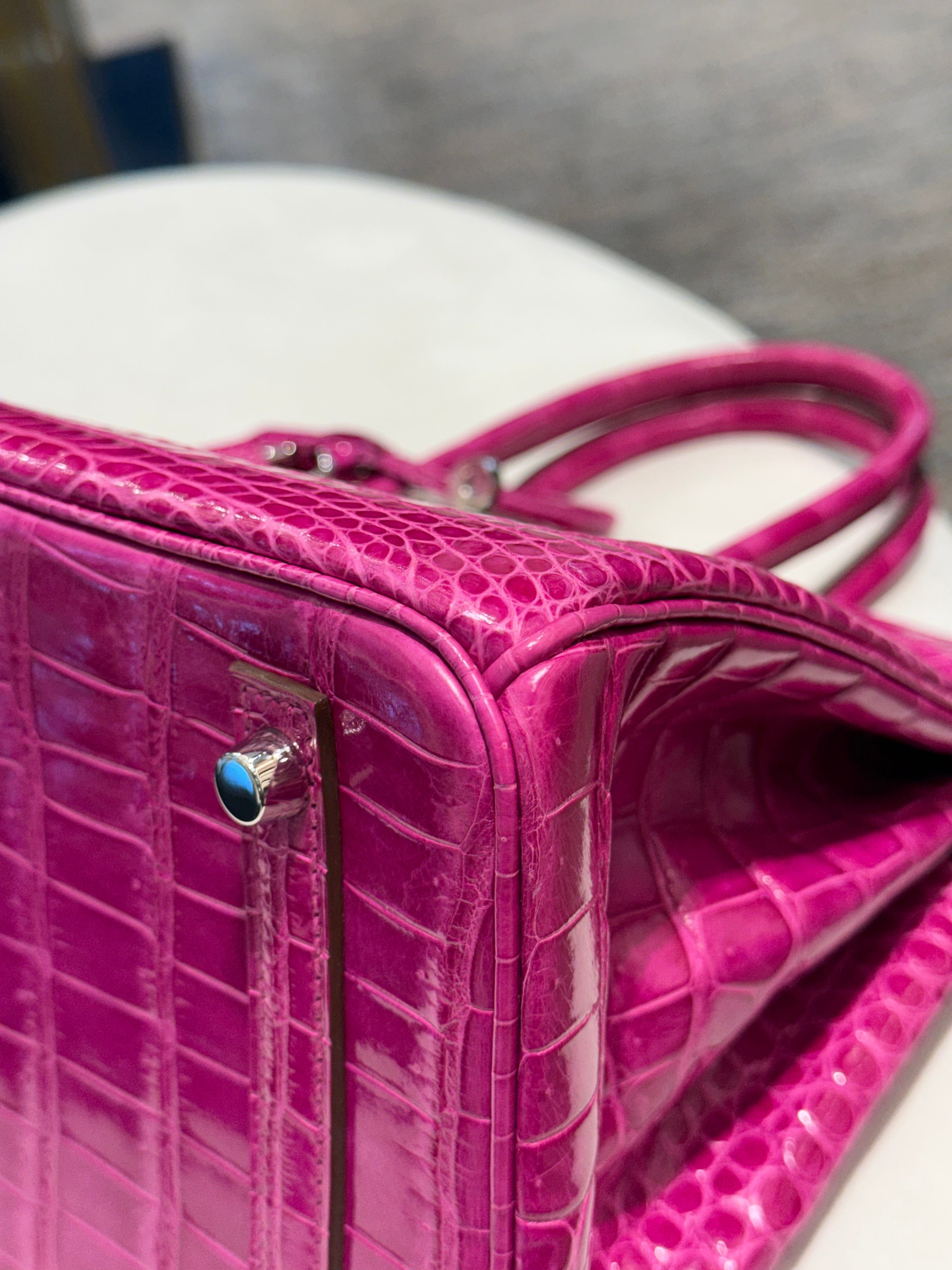 Hermès Rose Scheherazade Birkin 30 Crocodile Porosus Palladium Hardware