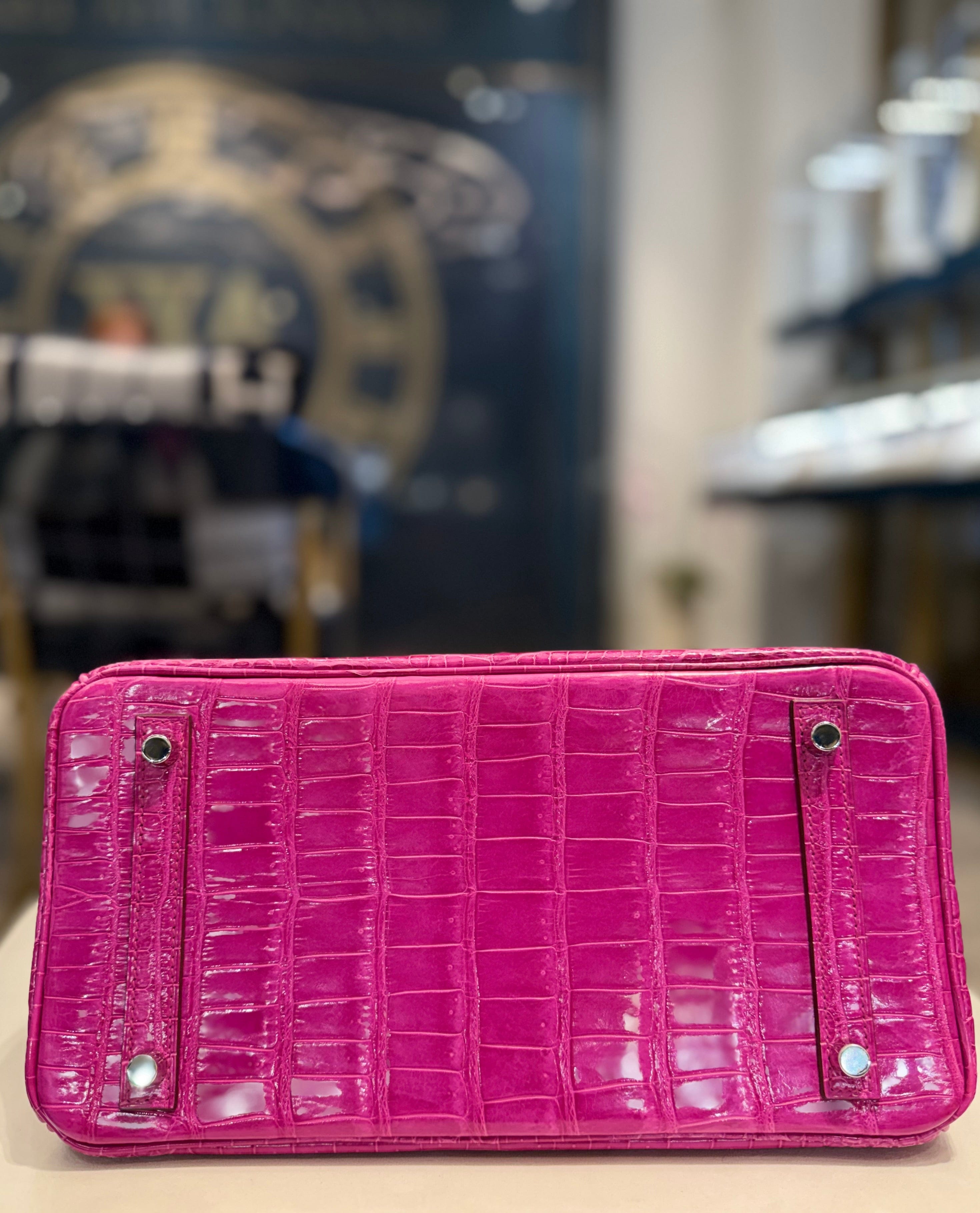 Hermès Rose Scheherazade Birkin 30 Crocodile Porosus Palladium Hardware