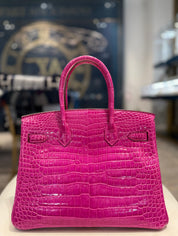 Hermès Rose Scheherazade Birkin 30 Crocodile Porosus Palladium Hardware