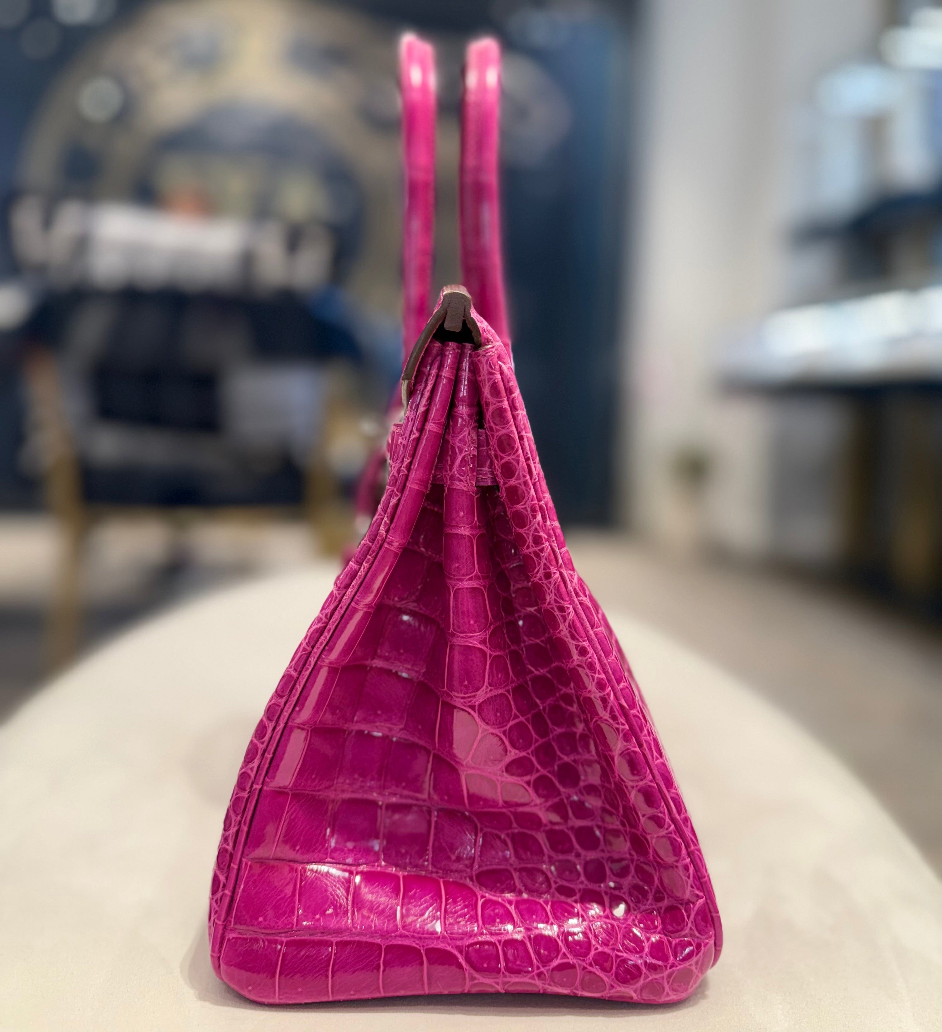 Hermès Rose Scheherazade Birkin 30 Crocodile Porosus Palladium Hardware