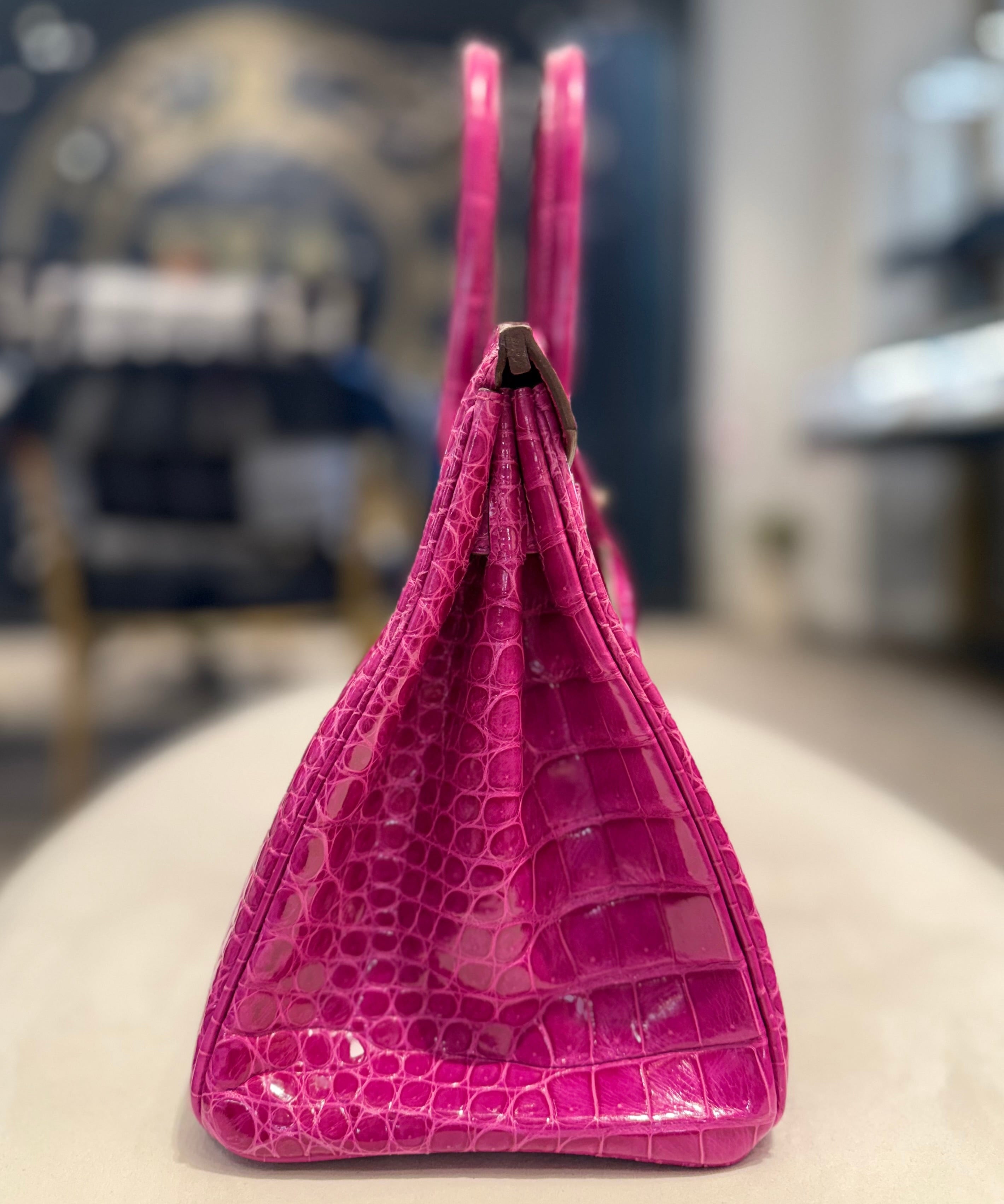 Hermès Rose Scheherazade Birkin 30 Crocodile Porosus Palladium Hardware