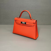 Hermès Rose Texas Mini Kelly Sellier 20 Epsom Palladium Hardware