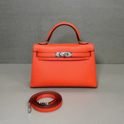 Hermès Rose Texas Mini Kelly Sellier 20 Epsom Palladium Hardware