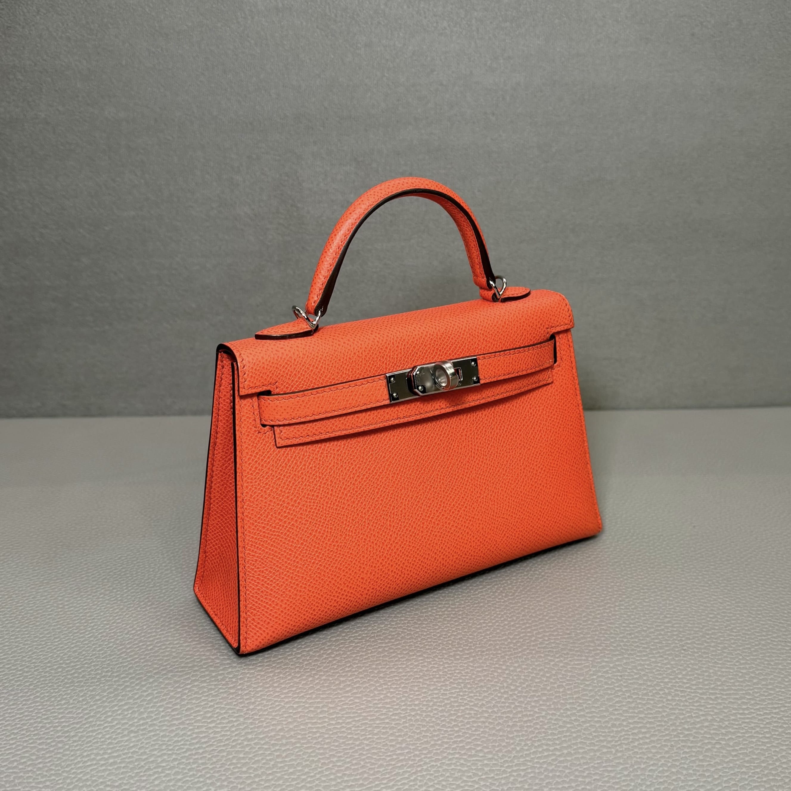 Hermès Rose Texas Mini Kelly Sellier 20 Epsom Palladium Hardware