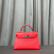 Hermès Rouge De Coeur Mini Kelly Sellier 20 Madame Palladium Hardware